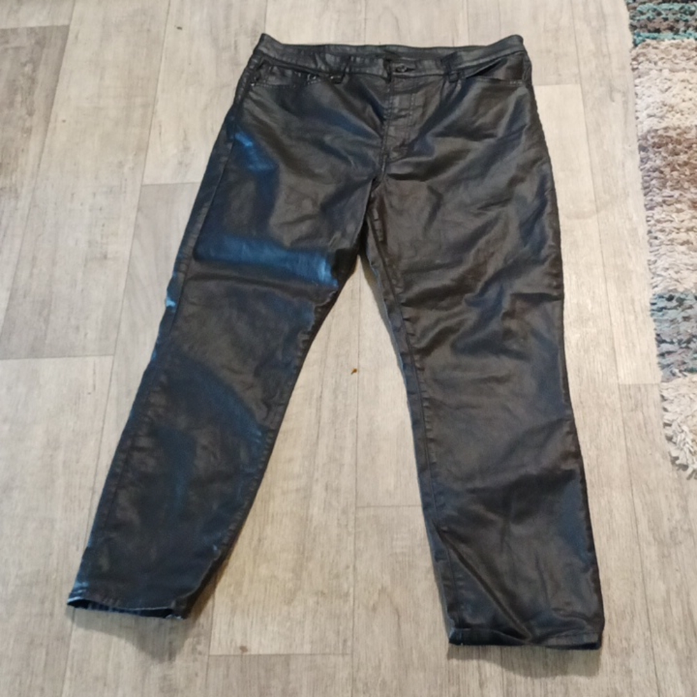 Womens Black sleek pants MOM JEANS H&M Sz 12 high waisted b24